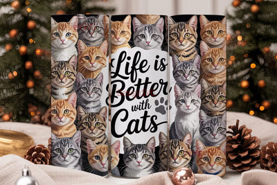Cat Faces Collage 20oz Tumbler Wrap Sublimation DesignSVG 
