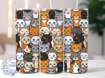 Cat Faces Pattern 20oz Tumbler, Cat Faces, Cat Pattern, Cat Tumbler, 20oz Tumbler, Cute Cat, Kitten Tumbler, Tumbler Wrap Sublimation ToriDesigns 