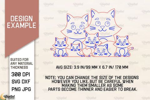 Cat Family Puzzle SVG. Cat Figurine Laser Cut SVG Evgenyia Guschina 