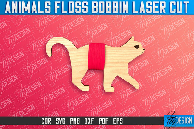 Cat Floss Bobbins Laser Cut | Laser Cut Design | CNC File SVG Fly Design 