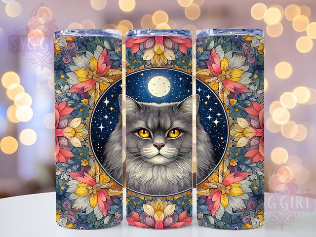 Cat Flower 20oz Tumbler Wrap Sublimation Design, Straight Tapered Tumbler Wrap, Vintage Cat Tumbler Png, Instant Digital Download Sublimation SvggirlplusArt 