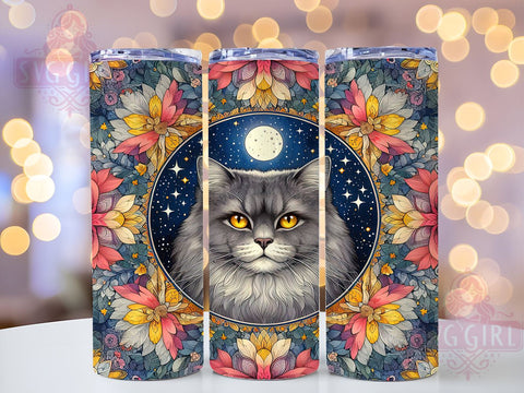 Cat Flower 20oz Tumbler Wrap Sublimation Design, Straight Tapered Tumbler Wrap, Vintage Cat Tumbler Png, Instant Digital Download Sublimation SvggirlplusArt 