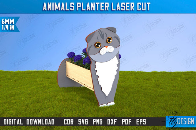 Cat Flower Stand Laser Cut | Garden Design | Home Decor | Flower Holder | CNC File SVG Fly Design 