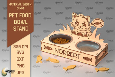 Cat Food Bowl Stand Laser Cut. Pet Bowl Stand SVG SVG Evgenyia Guschina 