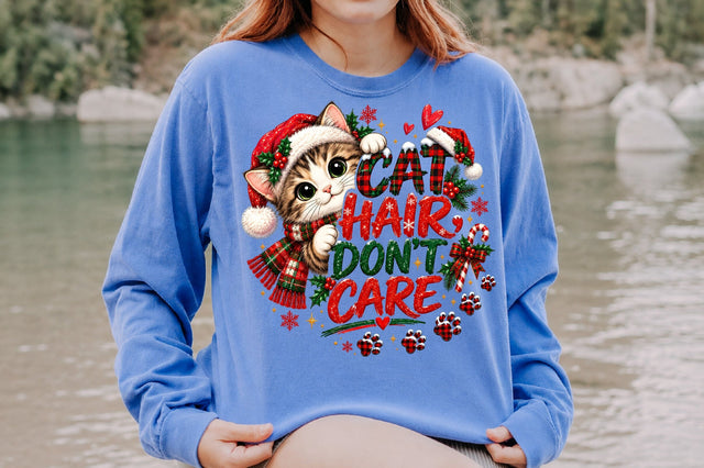 Cat Hair Don't Care Christmas PNG Sublimation nirmal108roy 