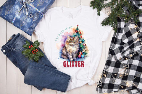 Cat Hair is My Glitter - Christmas PNG Sublimation Sublimation CraftLabSVG 