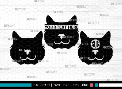 Cat Head Monogram, Cat Head Silhouette, Cat Head SVG, Head Svg, Pet Svg, Meow Svg, Kitty Cat Svg, Animal Svg, SB00555 SVG ETC Craft 