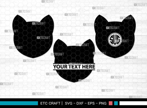 Cat Head Monogram, Cat Head Silhouette, Cat Head SVG, Head Svg, Pet Svg, Meow Svg, Kitty Cat Svg, Animal Svg, SB00555 SVG ETC Craft 