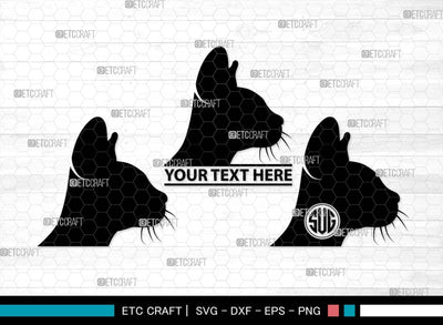 Cat Head Monogram, Cat Head Silhouette, Cat Head SVG, Head Svg, Pet Svg, Meow Svg, Kitty Cat Svg, Animal Svg, SB00555 SVG ETC Craft 
