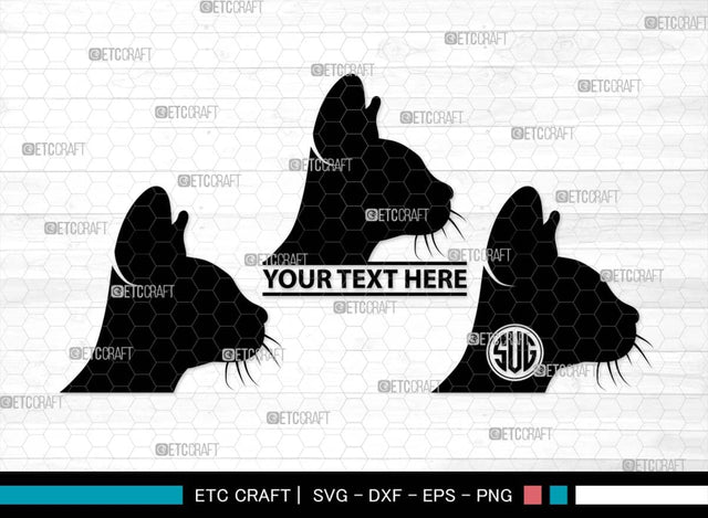 Cat Head Monogram, Cat Head Silhouette, Cat Head SVG, Head Svg, Pet Svg, Meow Svg, Kitty Cat Svg, Animal Svg, SB00555 SVG ETC Craft 