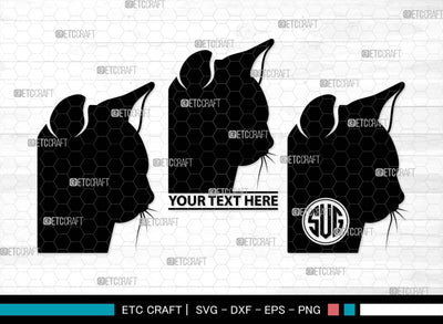 Cat Head Monogram, Cat Head Silhouette, Cat Head SVG, Head Svg, Pet Svg, Meow Svg, Kitty Cat Svg, Animal Svg, SB00555 SVG ETC Craft 