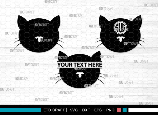 Cat Head Monogram, Cat Head Silhouette, Cat Head SVG, Head Svg, Pet Svg, Meow Svg, Kitty Cat Svg, Animal Svg, SB00555 SVG ETC Craft 
