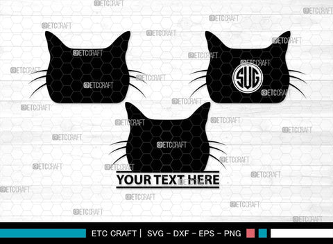 Cat Head Monogram, Cat Head Silhouette, Cat Head SVG, Head Svg, Pet Svg, Meow Svg, Kitty Cat Svg, Animal Svg, SB00555 SVG ETC Craft 