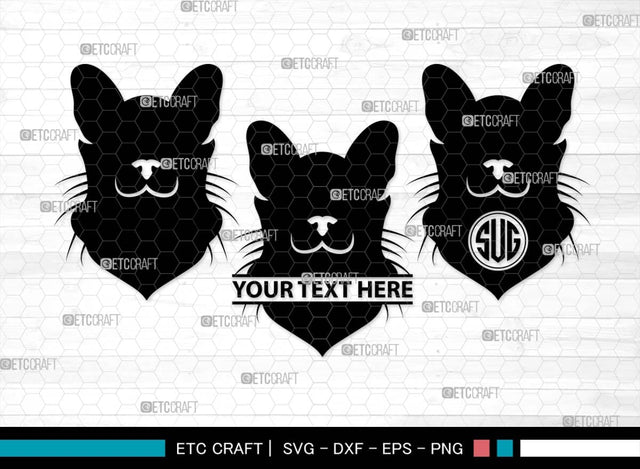 Cat Head Monogram, Cat Head Silhouette, Cat Head SVG, Head Svg, Pet Svg, Meow Svg, Kitty Cat Svg, Animal Svg, SB00555 SVG ETC Craft 