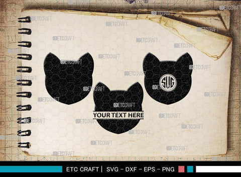 Cat Head Monogram, Cat Head Silhouette, Cat Head SVG, Head Svg, Pet Svg, Meow Svg, Kitty Cat Svg, Animal Svg, SB00555 SVG ETC Craft 