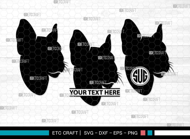 Cat Head Monogram, Cat Head Silhouette, Cat Head SVG, Head Svg, Pet Svg, Meow Svg, Kitty Cat Svg, Animal Svg, SB00555 SVG ETC Craft 