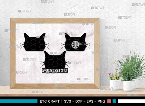 Cat Head Monogram, Cat Head Silhouette, Cat Head SVG, Head Svg, Pet Svg, Meow Svg, Kitty Cat Svg, Animal Svg, SB00555 SVG ETC Craft 