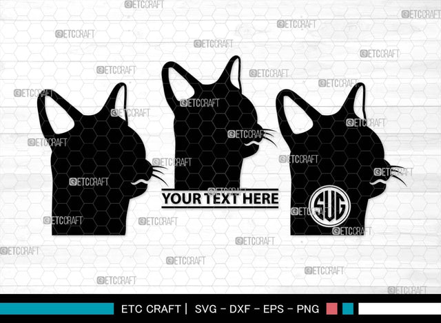 Cat Head Monogram, Cat Head Silhouette, Cat Head SVG, Head Svg, Pet Svg, Meow Svg, Kitty Cat Svg, Animal Svg, SB00555 SVG ETC Craft 