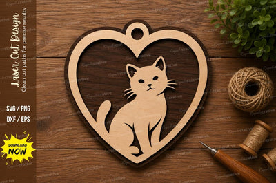 Cat Heart Frame Wall Art Laser Cut SVG File SVG Regulrcrative 
