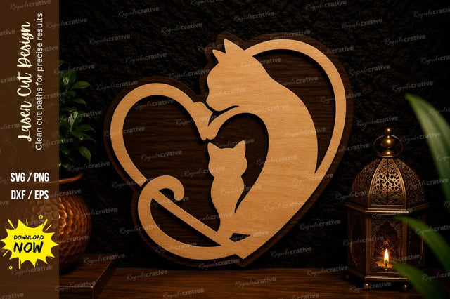 Cat Heart Laser Cut SVG Design SVG Regulrcrative 