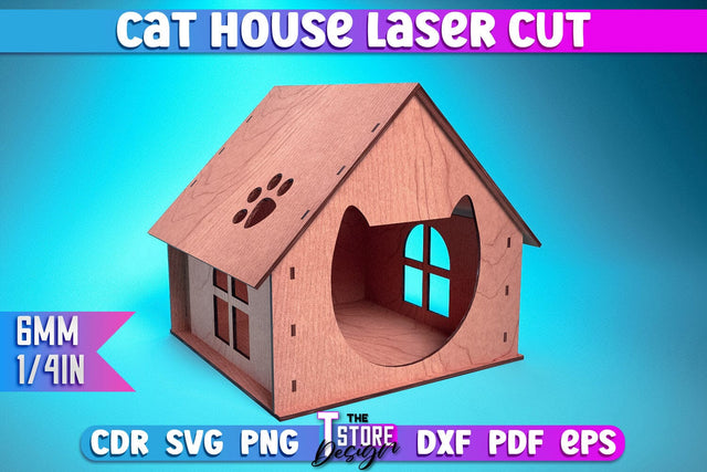 Cat House Laser Cut | Pets House Laser Cut Design | CNC Files SVG The T Store Design 