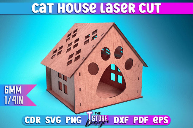 Cat House Laser Cut | Pets House Laser Cut Design | CNC Files SVG The T Store Design 