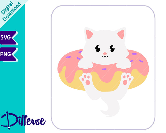 Cat in Donut SVG | Kids Shirt SVG SVG Differse 