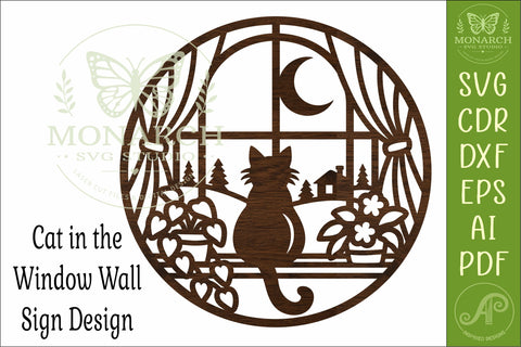Cat in Window SVG, Cat Wall Decor, Laser Cut File, Moon SVG APInspireddesigns 