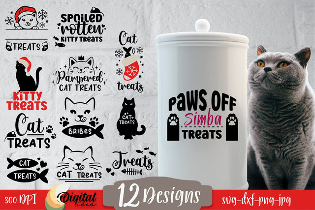 Cat Jar Treat SVG Bundle. Cat Treat Lover. Cat Paw SVG SVG Evgenyia Guschina 