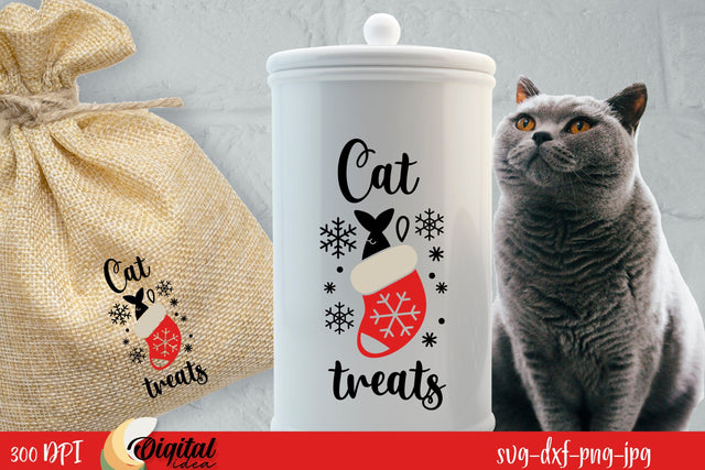 Cat Jar Treat SVG. Christmas Cat Treat Lover. Cat Paw SVG SVG Evgenyia Guschina 