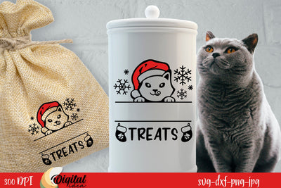 Cat Jar Treat SVG. Christmas Cat Treat Lover. Cat Paw SVG SVG Evgenyia Guschina 