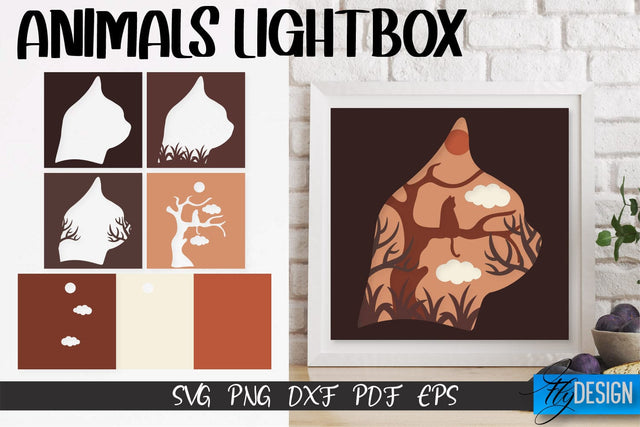 Cat Lightbox SVG Design | Paper Cut Design | SVG File SVG Fly Design 