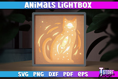 Cat Lightbox SVG Design | Paper Cut Design | SVG File SVG The T Store Design 