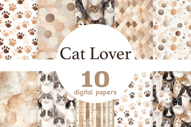 Cat Lover Digital Paper | Pet Pattern Digital Pattern GlamArtZhanna 