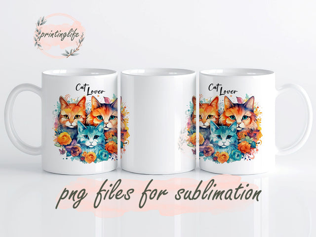 Cat Lover Pet Sublimation Mug Wrap Digital Design PNG File Download 11oz Sublimation PrintingLife 