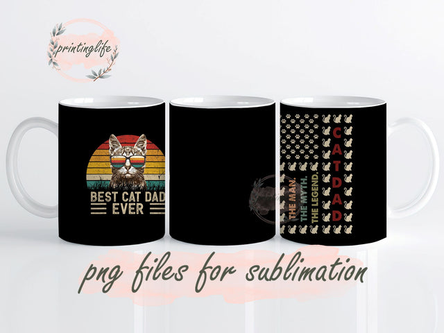 Cat Lovers, Cat Dad Mug Wrap Design, Instant Digital Design Download Mug Wrap Design, Mug Design PNG Sublimation PrintingLife 