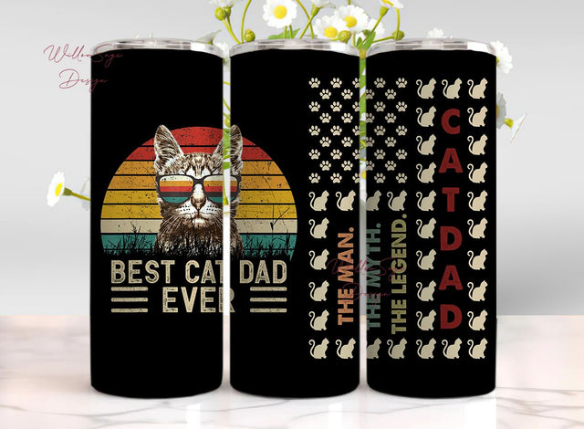 Cat Lovers, Cat Dad Tumbler, Pet Dad Drinkware, Unique Cat Tumbler, Unique Dad Tumbler Sublimation WillowSageDesign 