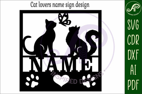 Cat lovers square named wall sign or card topper svg SVG APInspireddesigns 