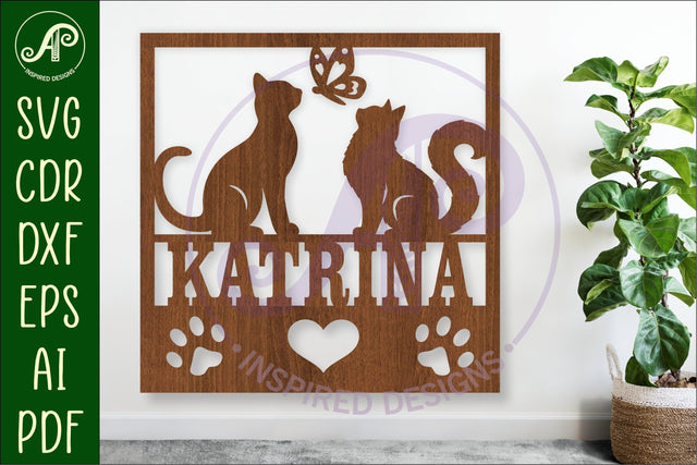 Cat lovers square named wall sign or card topper svg SVG APInspireddesigns 