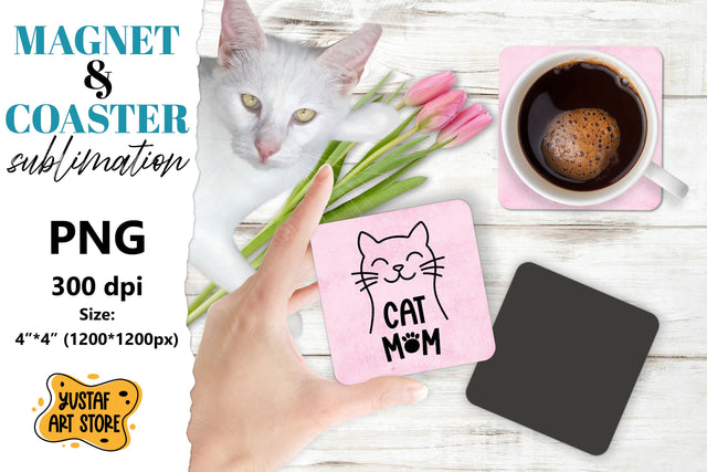 Cat magnet sublimation/Cat coaster sublimation Sublimation Yustaf Art Store 