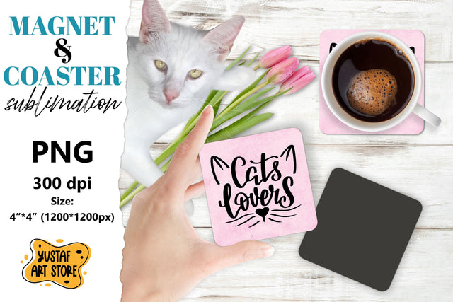 Cat magnet sublimation/Cat coaster sublimation Sublimation Yustaf Art Store 