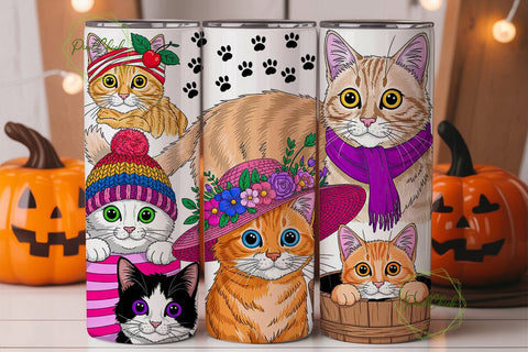 Cat Mama Cute Kittens 20oz Tumbler Wrap Sublimation PixelChick 