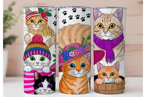 Cat Mama Cute Kittens 20oz Tumbler Wrap Sublimation PixelChick 