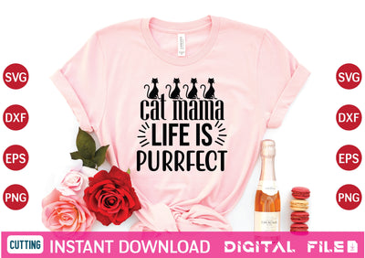 cat mama Life is purrfect svg SVG designer krishna 