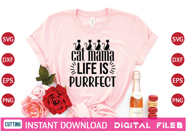 cat mama Life is purrfect svg SVG designer krishna 