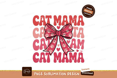Cat Mama Pink Retro Sublimation Png Sublimation Designangry 