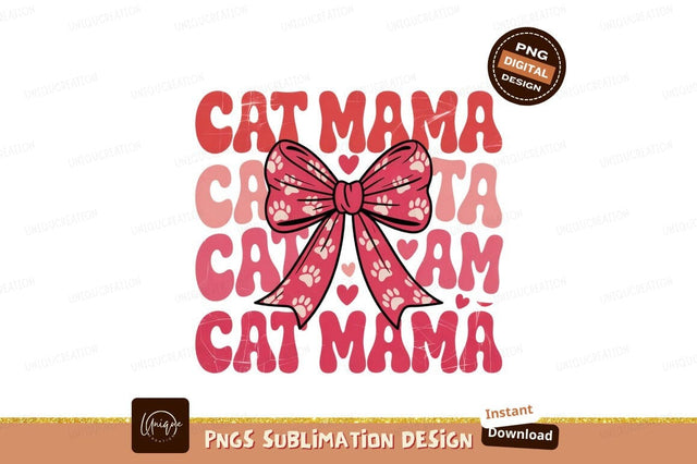 Cat Mama Pink Retro Sublimation Png Sublimation Designangry 