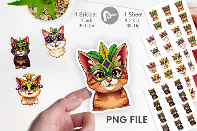 Cat Mardi Gras Sticker Sublimation artnoy 
