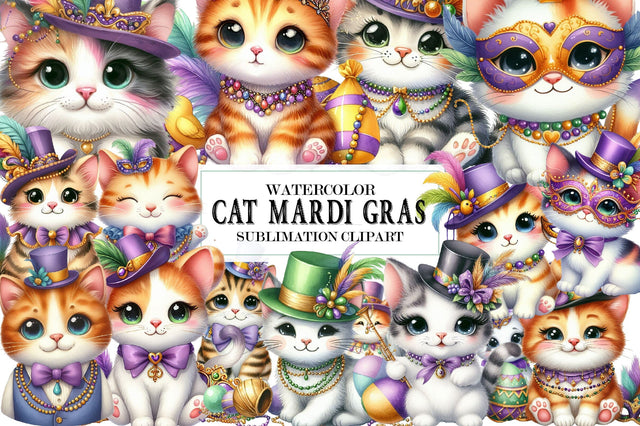 Cat Mardi Gras Sublimation Clipart Sublimation SVGista 