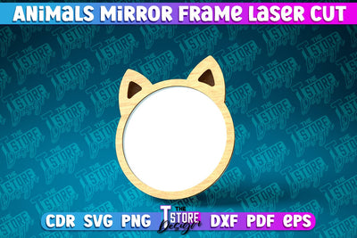 Cat Mirror Frame Laser Cut SVG | Home Design Laser Cut SVG The T Store Design 